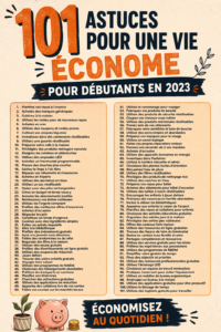Illustration d'une femme organisant son budget avec des astuces de vie frugales pour économiser en 2023