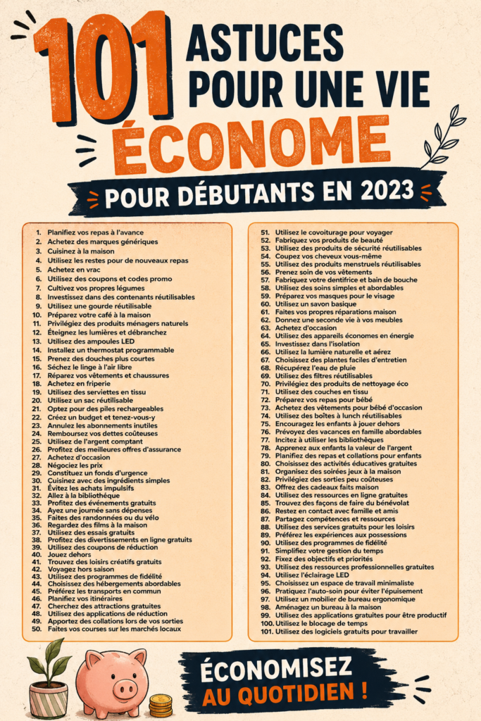 Illustration d'une femme organisant son budget avec des astuces de vie frugales pour économiser en 2023