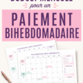 Illustration d'un budget mensuel sur un bureau avec des notes et un ordinateur.