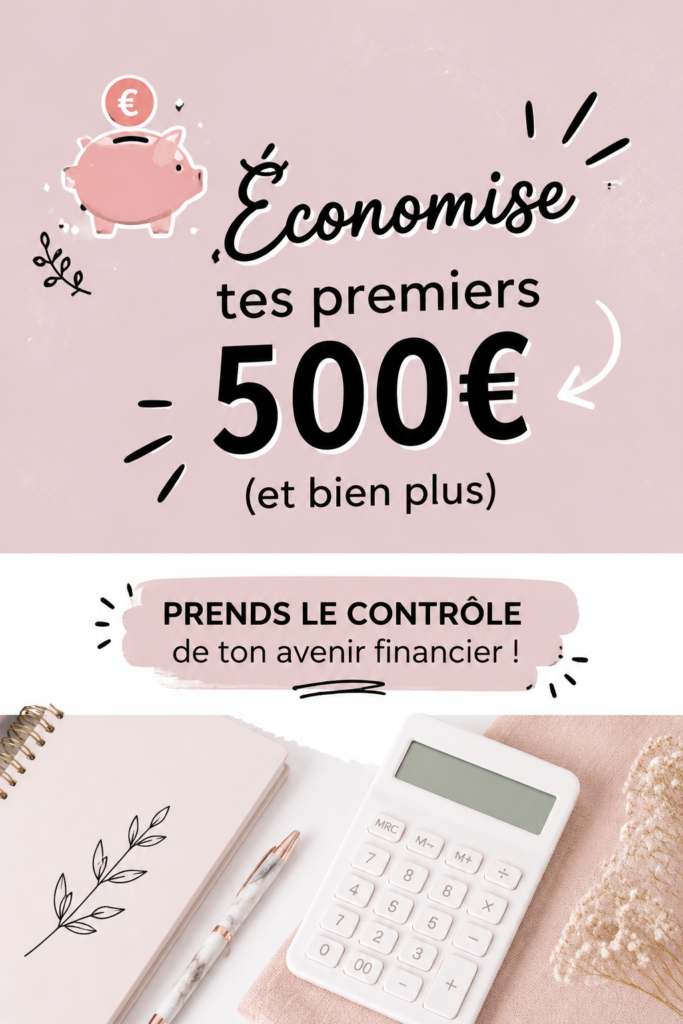 Image d'une jeune femme consultant son budget avec un sourire, symbole d'économies réussies