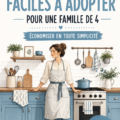 Une famille souriante se penche sur leurs finances ensemble, en discutant de leur budget familial.