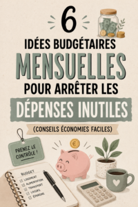 Femme souriante consultant son budget mensuel sur un ordinateur.