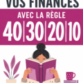 Une femme examinant ses finances avec un graphique illustrant la règle des 40-30-20-10.