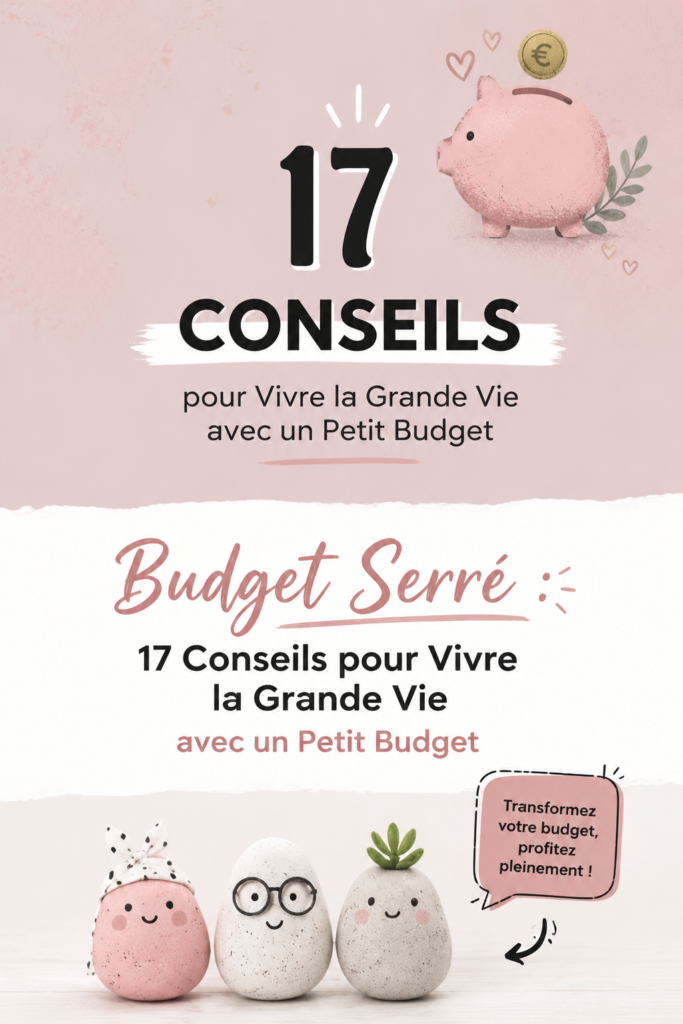 Femme souriante tenant un carnet de budget avec un café à la main.