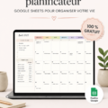 Capture d'écran d'un agenda Google Sheets personnalisable pour l'organisation personnelle.
