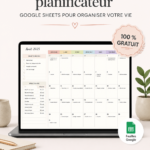 Capture d'écran d'un agenda Google Sheets personnalisable pour l'organisation personnelle.