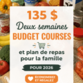 Table avec des plats économiques et colorés pour le repas familial