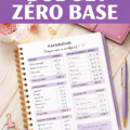 Femme prenant des notes sur son budget zéro avec des finances étalées