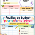 Femme montrant des feuilles de budget à imprimer pour enfants