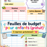 Femme montrant des feuilles de budget à imprimer pour enfants