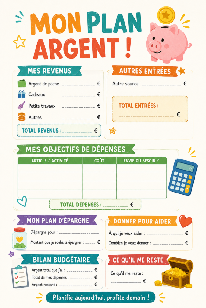 Un enfant souriant examine des outils d'éducation financière adaptés aux jeunes