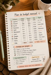 Illustration d'un plan de budget avec des graphiques
