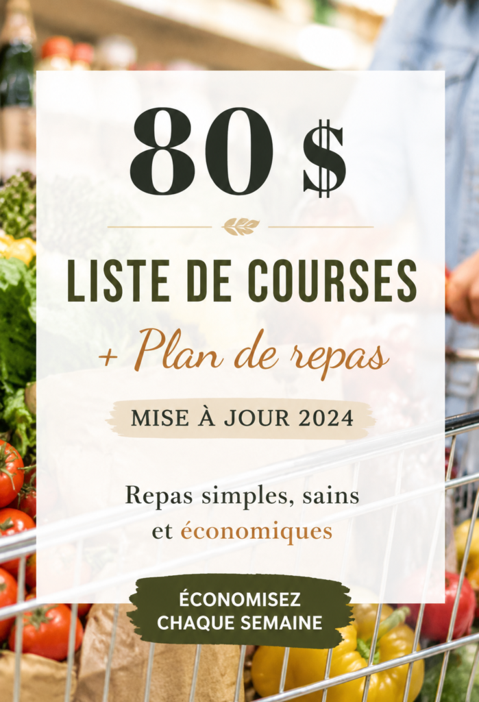 Une liste de courses sur une table avec des aliments sains autour