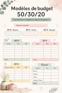 Un planner de budget coloré avec des sections pour les différentes catégories de dépenses.