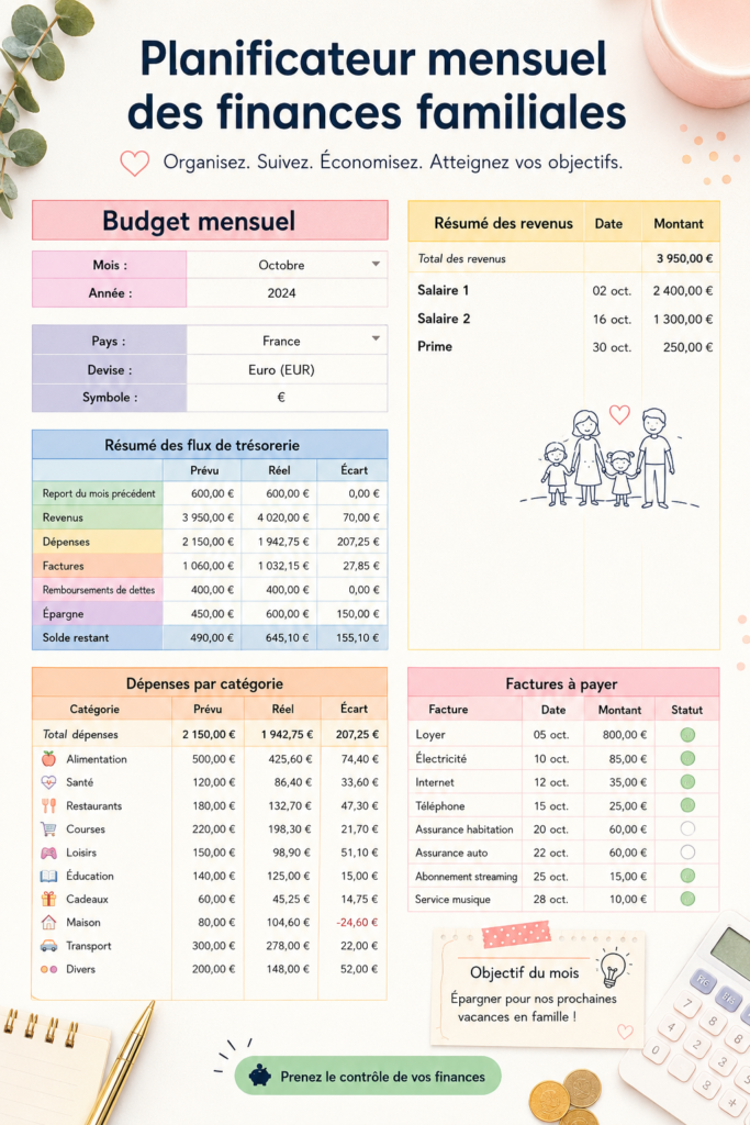 Femme vérifiant son planificateur de budget familial