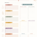 Planificateur de vie non daté sur une table avec des stylos colorés
