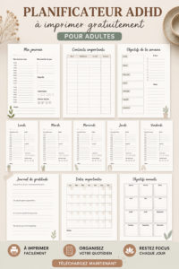 Planner ADHD gratuit à imprimer pour adultes, aide à l'organisation