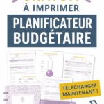 Un planner budgétaire imprimable avec des sections pour les revenus et les dépenses.