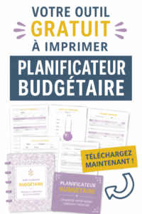 Un planner budgétaire imprimable avec des sections pour les revenus et les dépenses.