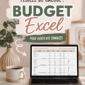 Template de budget Excel sur un ordinateur portable avec des éléments de gestion financière