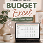 Template de budget Excel sur un ordinateur portable avec des éléments de gestion financière