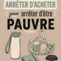 Femme souriante consultant un budget sur une table, symbolisant les économies à réaliser en modifiant ses achats.