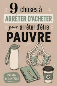 Femme souriante consultant un budget sur une table, symbolisant les économies à réaliser en modifiant ses achats.