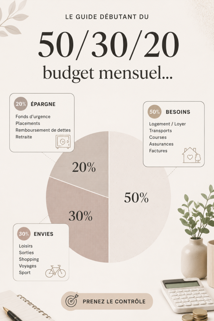 Femme souriante gérant son budget avec la méthode 50/30/20