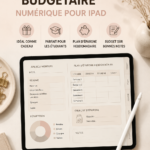Un iPad affichant un planner digital de budget.