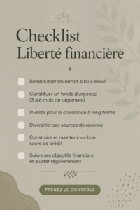 Une femme réfléchissant à son avenir financier avec une check-list en main.