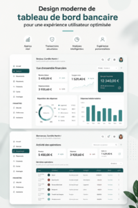 Illustration d'un tableau de bord bancaire moderne avec interface utilisateur intuitive