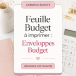 Feuille budget imprimée sur un bureau avec des stylos étalés autour