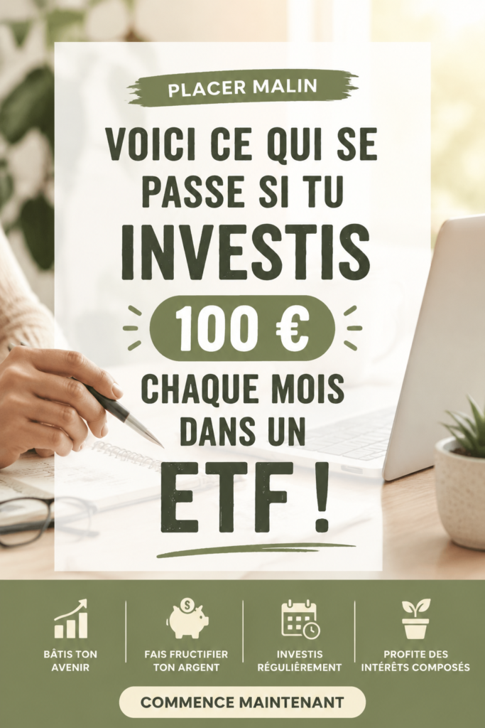 Femme réfléchissant à un investissement dans un ETF avec 100 € par mois