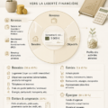 Femme souriante en train de gérer son budget avec un ordinateur portable, incarne une gestion financière minimaliste.