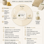 Femme souriante en train de gérer son budget avec un ordinateur portable, incarne une gestion financière minimaliste.