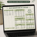 Modèle de budget sur un écran d'ordinateur affichant des tableaux Excel