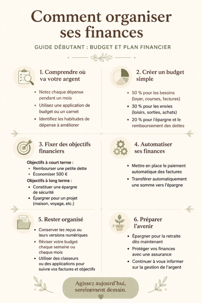 Femme souriante travaillant sur son budget avec des notes et un ordinateur.