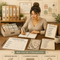 Femme souriante utilisant un planner pour organiser son quotidien