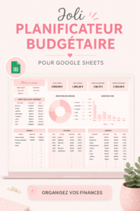 Planificateur de budget coloré sur Google Sheets, adapté à une gestion financière efficace.