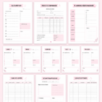 Femme utilisant un planner d'entreprise imprimable dans un bureau