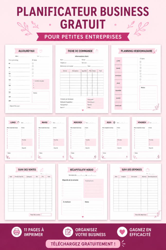 Femme utilisant un planner d'entreprise imprimable dans un bureau