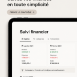 Capture d'écran d'un tracker financier sur Notion, montrant un budget bien organisé.