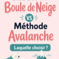 Une femme analysant deux méthodes de remboursement de dettes avec des graphiques sur un bureau.