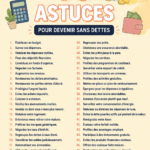 Femme joyeuse explorant des conseils pour vivre sans dettes, avec un carnet et un stylo.