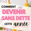 Femme heureuse examinant ses finances avec un sourire, symbolisant la liberté de dettes.