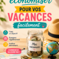 Femme souriante assise avec une carte, planifiant ses vacances tout en gérant son budget.