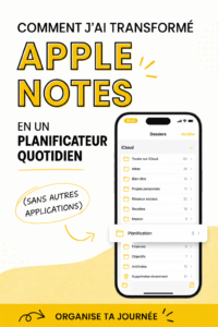 Capture d'une application Apple Notes utilisée comme planificateur quotidien.