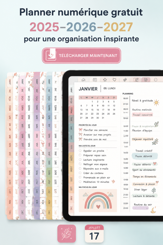 Planificateur numérique pour GoodNotes avec un design boho et élégant