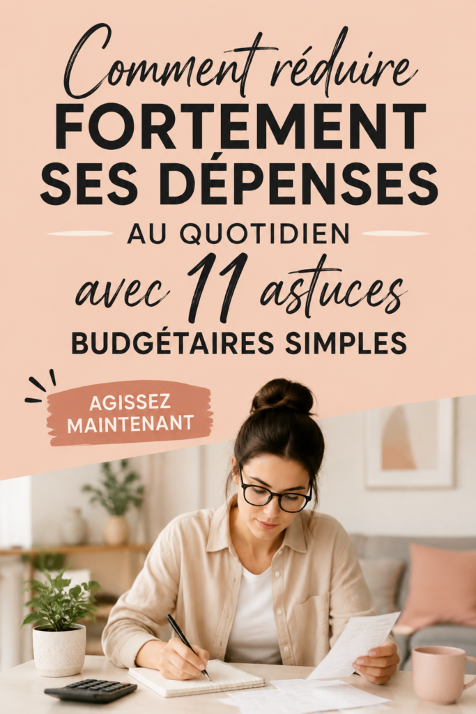 Femme souriante prenant des notes sur ses finances pour réduire ses dépenses