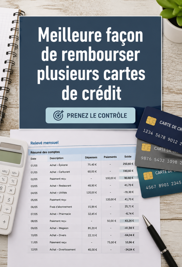 Illustration des cartes de crédit avec des symboles de remboursement et de budget